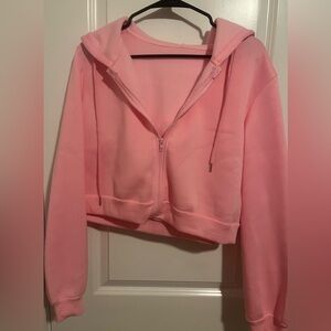 Cropped Pink Zip Up Hoodie - Never Worn!